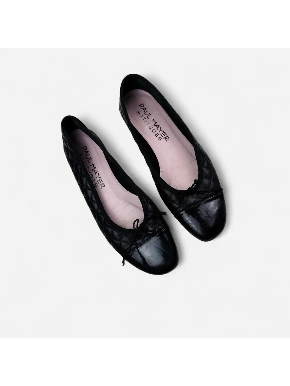 Paul Mayer Attitudes Quilted Cap Toe Bow Ballet Flats in Black